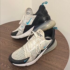 Nike Air Max 270 White and Black with Teal Accents